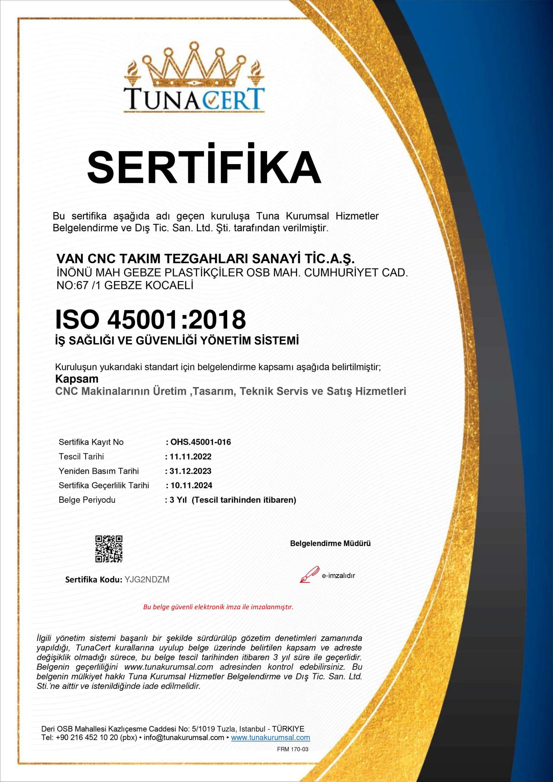 ISO 45001-2018 İş Güvenliği Yönetim Sistemi
